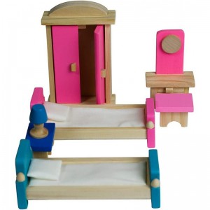 Wooden Dollhouse Furniture - 5 Sets 1:12 Scale Doll House Furnishings 35 Pieces of Dollhouse Accessories (Living Room Kitchen...