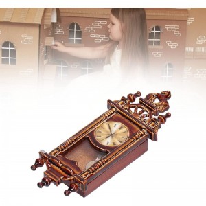 Dollhouse Clock 1:12 Model Scale Wall Clock Miniature Grandfather Clock Vintage Doll House Floor Clock Wooden Living Room Fur...