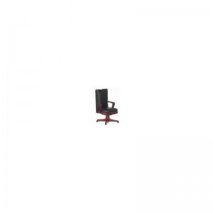 Dollhouse Mahogany Black Leather Swivel Desk Chair Office Study Furniture $38.87 Dollhouse Accessories