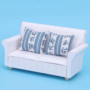 Dollhouse Mini Sofa 1/12 Dollhouse Miniature Sofa Set Living Room Furniture Accessories(Two-seat Sofa with Cushions) $20.91 D...