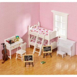 Miniature Dollhouse Furniture 1 12 Scale - Wooden Dollhouse Bed Set - Doll House Furniture Toys Incl Doll Bed Desk Books blac...