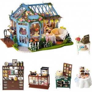 3D Wooden Miniature Dollhouse with Furniture DIY Dollhouse Kit Miniature House Kit Mini House DIY House Kit Music Box and Dus...