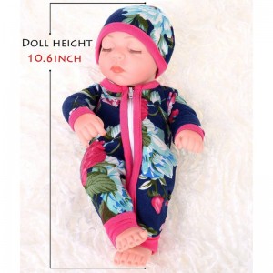 Soft 10 inch Silicone Realistic Newborn Baby Doll and Clothes Set Washable Reborn Baby Dolls That Look Real with Blue Flower ...