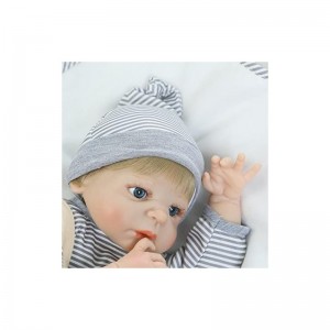 Realistic Reborn Dolls Baby Boy Silicone Full Body Eyes Open Baby Reborn Dolls 22" Lifelike Silicone Doll Anatomically Correc...