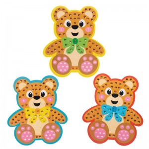 FE364 Teddy Bear Sequin Art Kits - Pack of 4 Make Your Own Childrens Art Set Creative Activities for Kids Decorate Your Own A...