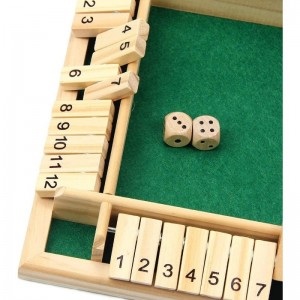 Shut The Box Dice Game Classic 4 Sided Wooden Board Game Flip 12 Number Classic Tabletop Games for 2-4 Player Green(Big Size)...