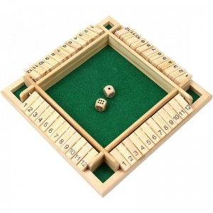Shut The Box Dice Game Classic 4 Sided Wooden Board Game Flip 12 Number Classic Tabletop Games for 2-4 Player Green(Big Size)...