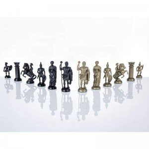 Plastic Chess Pieces RomanLegion 3 3/4" 9 6 cm Black & Gold - Weighted Felted $49.46 Board Games
