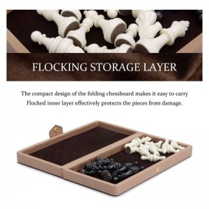 Magnetic Leather Travel Chess Set w/ Folding Chess Board Educational Toys for Kids and Adults - 10.2"(26cm) * 10.2"(26cm) Boa...