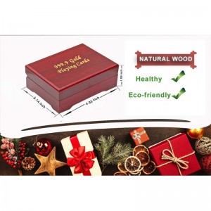 Yuiviot（2 Pack） Mahogany Wooden Gift Box Case and 2 Decks of 24k Gold Plated Waterproof Playing Cards Poker Luxury for Poker ...