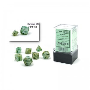 Dice Set – 10mm Marble Green/Dark Green Plastic Polyhedral Dice Set – Dungeons and Dragons D&D DND TTRPG Dice – Includes 7 Di...
