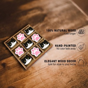 Tic Tac Toe Game 8 Inch Wooden Tic-Tac-Toe Game Cute Animal Cat Themed Wood Tic Tac Toe Game $34.85 Travel Games