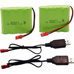 2 Pack JST 4.8V 800mAh Ni-Cd Rechargeable Battery Pack with JST Plug and 2 USB Charger Cable Replacment for Kolegend 1/18 Sca...