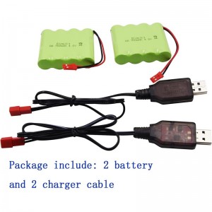2 Pack JST 4.8V 800mAh Ni-Cd Rechargeable Battery Pack with JST Plug and 2 USB Charger Cable Replacment for Kolegend 1/18 Sca...