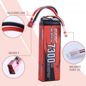 2S 7.4V Lipo Battery 7300mAh 70C Soft Pack with Deans T Plug for 1/8 1/10 RC Model Vehicle Car Truck Tank Buggy Truggy Racing...