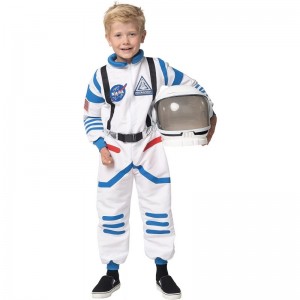 Halloween Child Unisex White Astronaut Costume NASA Pilot Jumpsuit With Helmet $60.50 Kids' Costumes