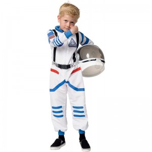 Halloween Child Unisex White Astronaut Costume NASA Pilot Jumpsuit With Helmet $60.50 Kids' Costumes