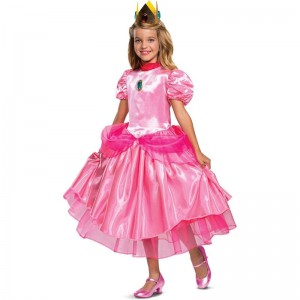Princess Peach Costume Dress Nintendo Super Mario Bros Deluxe Dress Up Outfit for Girls $43.25 Kids' Costumes