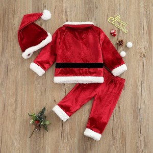 Toddler Baby Boys Girls Santa Costume Velvet Long Sleeve Christmas Jacket + Long Pants +Xmas Hat 3pcs Sets $46.21 Kids' Costumes