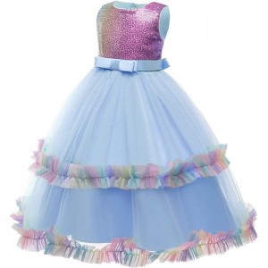 Girl's Unicorn Rainbow Long Tulle Dress Wedding Birthday Princess Carnival Party Performance Dance Pageant Ball Gowns $32.55 ...