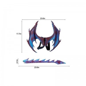 Halloween Dragon Costume Cosplay Carnival Wings Tail Accessory for Kids（Purple） $50.58 Kids' Costumes
