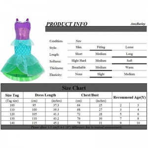 Little Girls Mermaid Costume Dress Up Halloween Fancy Party Cosplay Princess Mermaid Outfit Dress $50.18 Kids' Costumes