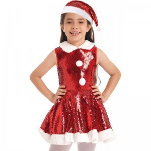 Big Girls Christmas Outfit Sequins Figure Ice Roller Skating Ballet Dance Leotard Dress with Hat Arm Sleeves $30.64 Kids' Cos...