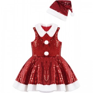Big Girls Christmas Outfit Sequins Figure Ice Roller Skating Ballet Dance Leotard Dress with Hat Arm Sleeves $30.64 Kids' Cos...