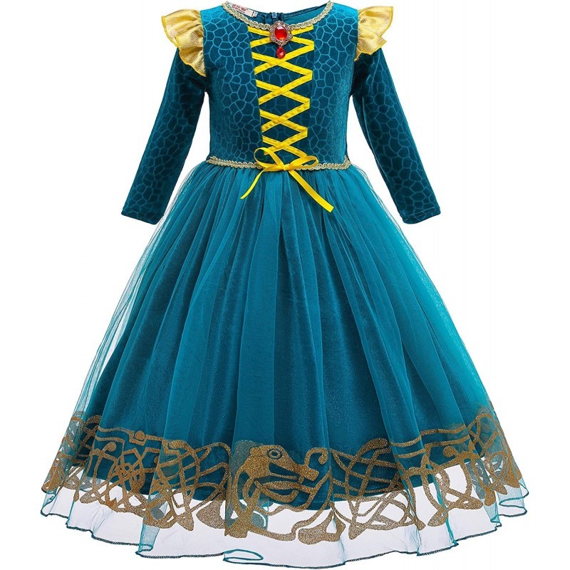Brave Princess Merida Costume Kids Dress up Costume Birthday Carnaval Party Classic Costume 7Y $60.52 Kids' Costumes