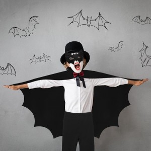 5 Pcs Halloween Bat Wings Costume Accessory Include Vampire Cape Bodysuit Bat Eye Mask Bat Hair Clips Dress up Accessories fo...