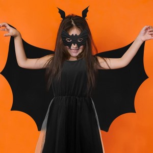 5 Pcs Halloween Bat Wings Costume Accessory Include Vampire Cape Bodysuit Bat Eye Mask Bat Hair Clips Dress up Accessories fo...