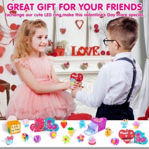 28Pcs Valentines Party Favors 3D Valentine Day Gifts for Kids Light Up Rings Classroom Exchange Valentine Toy Valentine Goodi...