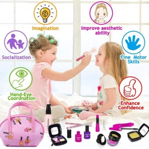 Pretend Makeup for Kids Makeup Kit for Girls 12 PCS Pretend Play Makeup Girl Toys Cosmetic Toy Makeup Toys for 3 4 5 6 Year O...