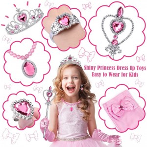 Princess Dress Up Accessories Toys for Girl Washable Kid Make Up Kit 26PCS Princess Jewelry Toys Dress Up Pretend Play Real M...